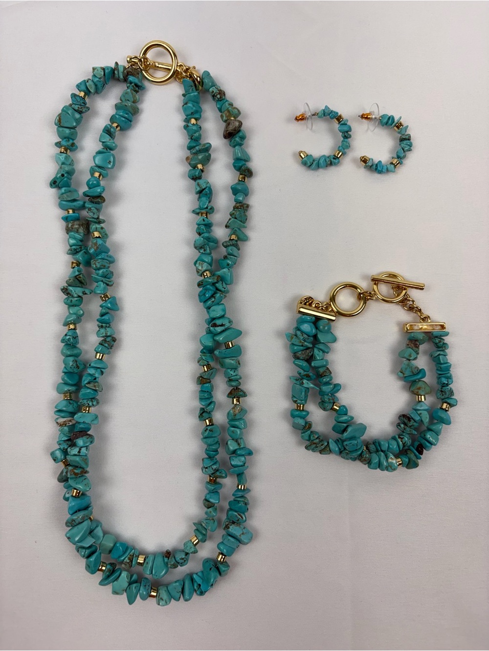 Talbots Turquoise Jewelry Set: Necklace, Bracelet, Earrings
